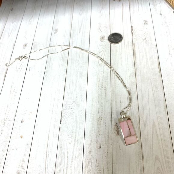 Sterling Silver Pink Shell MOP Necklace - Picture 1 of 4